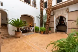 Le patio, ses plantes et sa porte en bois